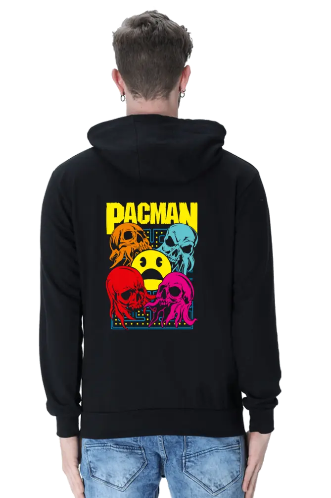 Unisex Pac-Man Skull Hoodie - Retro Gaming Graphic | KK00UH67