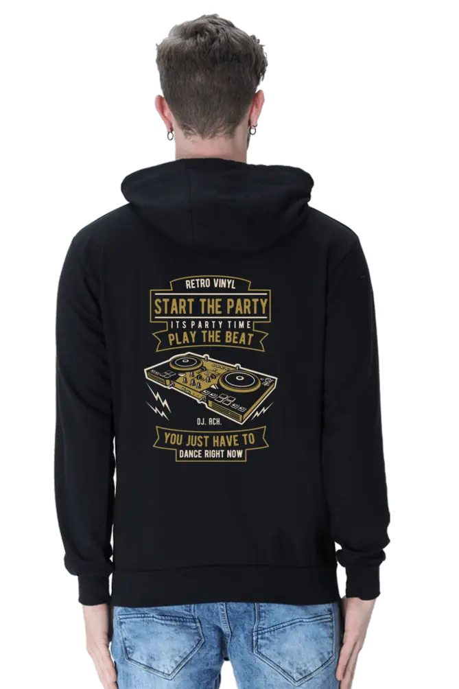 Retro Vinyl Party Hoodie - DJ-Inspired Music Lovers' Wear | KK00UH82