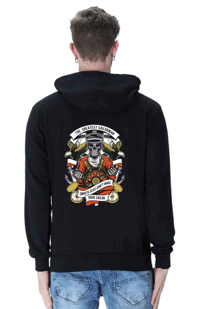 Unisex Sailorman Hoodie - Bold Nautical Graphic, Premium Cotton | KK00UH85