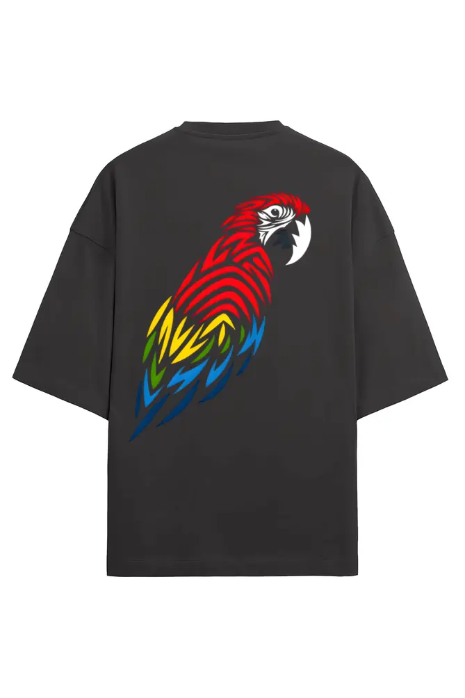Vibrant Parrot Unisex Oversized T-Shirt | KK0UOT144