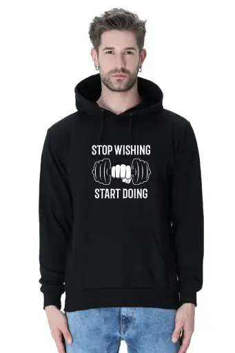 Stop Wishing, Start Doing Hoodie - Unisex Gym Motivation Wear | KK00UH97