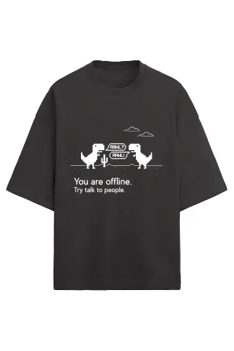 Offline Dinosaur Unisex Oversized T-Shirt | KK0UOT132