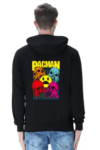 Unisex Pac-Man Skull Hoodie - Retro Gaming Graphic | KK00UH67